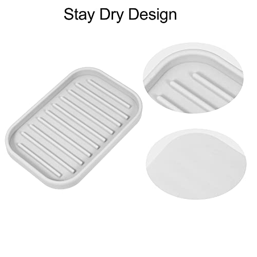 VOCOSTE Silicone Soap Dish, Light Gray, 13.5x9cm | Soap Cleaning Storage, Keep Soap Dry, For Home Bathroom Kitchen - color: Light Gray