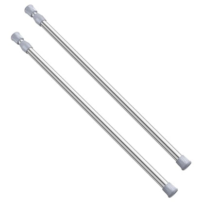 Spring Tension Curtain Rod Short Tension Rod (Silver,12" to 19"-2Pcs) - color: Silver, size: 12" to 19"-2Pcs