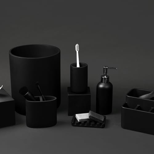Matte Black Bathroom Tumbler Cup For Vanity Countertops, Also Great As Pencil Pen Holder and Makeup Brush Holder. - color: Matte Black