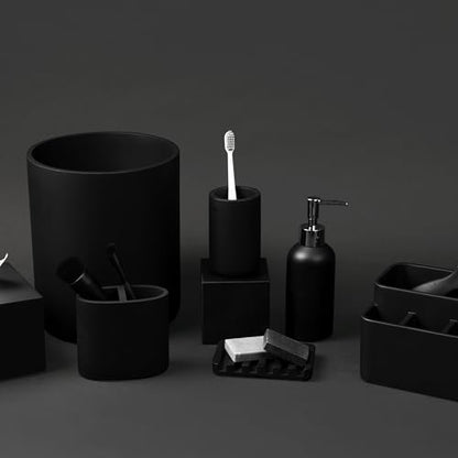 Matte Black Bathroom Tumbler Cup For Vanity Countertops, Also Great As Pencil Pen Holder and Makeup Brush Holder. - color: Matte Black