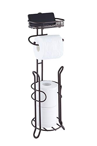 SunnyPoint Bathroom Heavyweight Toilet Tissue Paper Roll Storage Holder Stand with Reserve and Shelve, The Reserve Area Has Enough Space to Store Mega Rolls. (Bronze) - color: Orb