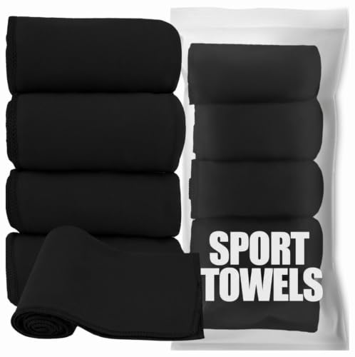 Microfiber Quick Dry Gym Towel, Lint Free Odor-Free Absorbent Fiber, Fast Drying, Men & Women Workout Gear for Body Sweat, Working Out, Towels (Black, 5Pack - 16 * 27Inch) - color: Black