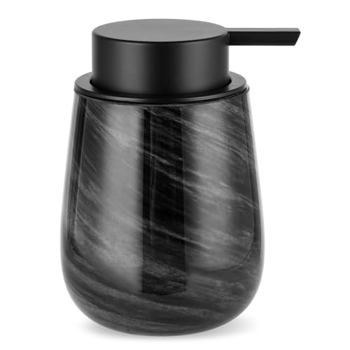 Marble Glass Foaming Hand Soap/Lotion Pump Dispenser, Refillable for Kitchen and Bathroom Countertop (Black) - color: Black Foaming