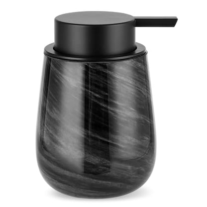 Marble Glass Foaming Hand Soap/Lotion Pump Dispenser, Refillable for Kitchen and Bathroom Countertop (Black) - color: Black Foaming