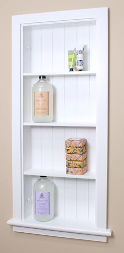 14x36 Aiden Recessed Wall Niche Medicine Cabinet Replacement, in The Wall Bathroom Cabinet Insert Shelf/Shelves, Made in North America, Real Wood, NO MDF, Beadboard, White - color: White 4 Shelf, size: 14x36