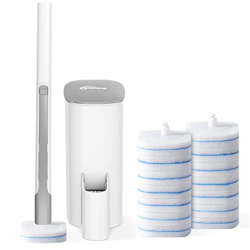 Disposable Toilet Brush - Toilet Bowl Cleaner, Toilet Cleaning Supplies, Toilet Brush with Holder, 14 Refills for Deep Cleaning and Hygienic Bathroom Maintenance - size: 1 Brush+14 Refills