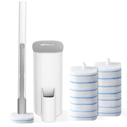 Disposable Toilet Brush - Toilet Bowl Cleaner, Toilet Cleaning Supplies, Toilet Brush with Holder, 14 Refills for Deep Cleaning and Hygienic Bathroom Maintenance - size: 1 Brush+14 Refills