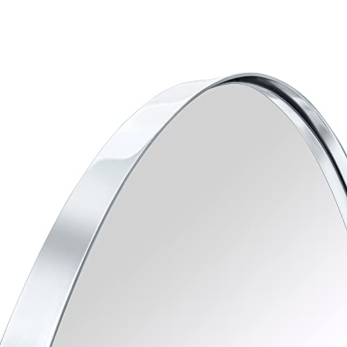 Chrome Oval Recessed Bathroom Medicine Cabinet with Mirror Stainless Steel Metal Framed Oblong Pill Shaped Bathroom Cabinet with Mirror 16x33'' - color: Chrome
