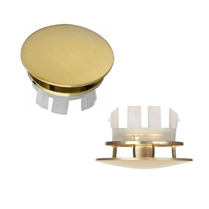 2 Pcs Bathroom Sink Overflow Cover Basin Trim Brass Insert in Hole Round Caps Brushed Nickel Vanity Ceramic Vessel Kitchen Replacement Dual Layer Insert Sink Basin Overflow Trim Ring (Gold)