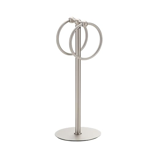 Adjustable Brush Nickel Towel Rack,Freestanding Bathroom Towel Holder - color: Brushed Nickel