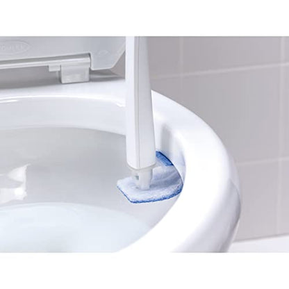 Scotch-Brite Disposable Toilet Scrubber Starter Kit, 5 Pack | Disposable Refills with Built-In Bleach Alternative, Includes 1 Handle, Storage Caddy and 5 Refills