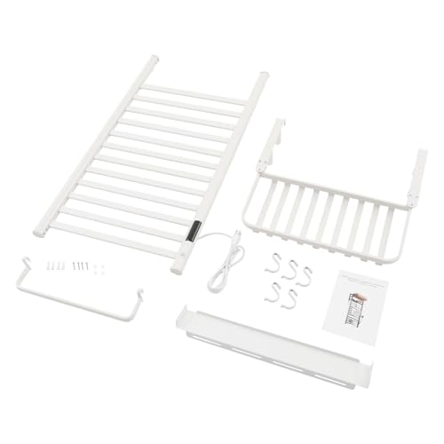 Towel Warmer Rack, 12 Bars Aerospace Aluminium Wall Mounted Electric Heated Towel Rack, Plug-in Towel Dryer with Timer, 86-140°F Temp,Touch Screen for Bathroom, 180W, IPX4 (White)