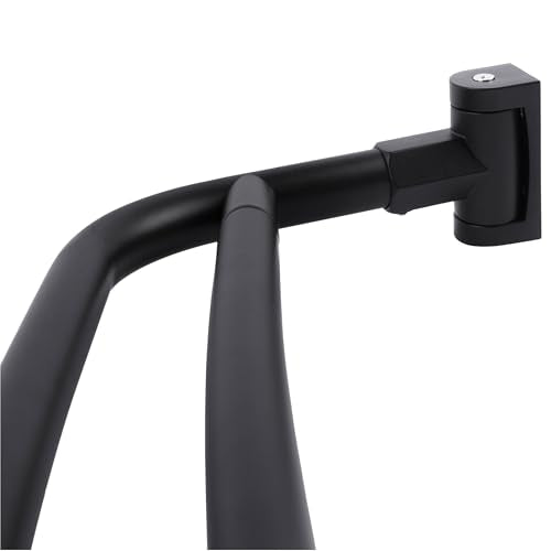 JS Jackson Supplies Double Curved Shower Rod, Metal Construction, Adjustable Between 44 to 70 Inches, Aluminum Rods and Zinc Mounting Hardware, Quality Modern Bathware, Black Finish - color: Black