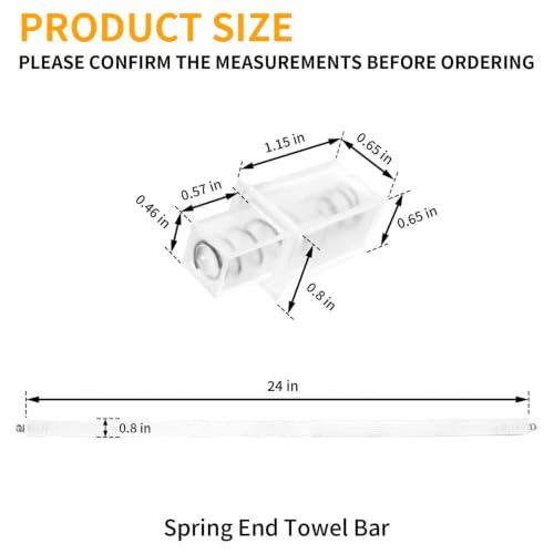 2 Pack 24 Inch Clear Bathroom Towel Bar Replacement Rod Spring End Wall-Mounted Replacement for Bathroom & Kitchen Towel Storage - color: Transparent