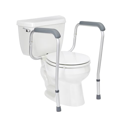 Medline Toilet Handle Safety Rail, Grab Bar for Bathroom, 26" to 31" Adjustable Height, 250-lb. Capacity, Aluminum