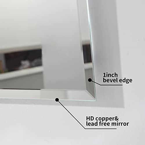 Beveled Mirror 20x28 Frameless Bathroom Wall Mirror Shatterproof | Modern Wall Mount Vanity Mirror, Hangs Horizontally or Vertically, for Over Sink, Living Room, Bedroom, Upgraded Packing - size: 28"L x 20"W