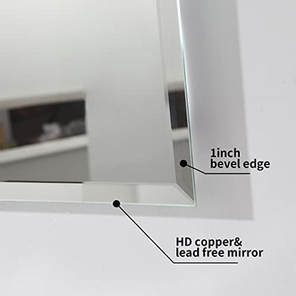 Beveled Mirror 20x28 Frameless Bathroom Wall Mirror Shatterproof | Modern Wall Mount Vanity Mirror, Hangs Horizontally or Vertically, for Over Sink, Living Room, Bedroom, Upgraded Packing - size: 28"L x 20"W