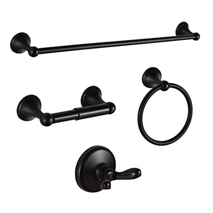 BGL Bathroom Hardware Set, Oil-Rubbed Bronze Adjustable Expandable Towel Bar 4-Piece ORB Bathroom Accessory Set Wall Mounted Robe Hook Toilet Paper Holder Towel Ring Towel Bar - color: Oil-rubbed Bronze