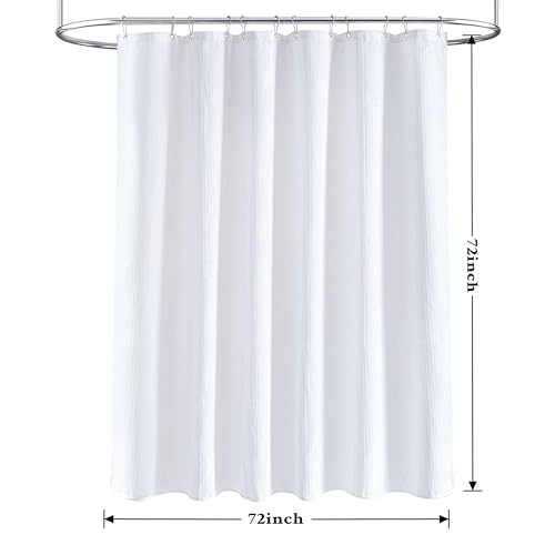Tititex Solid White Cloth Fabric Shower Curtain Liner with 2 Magnets - Texture Pressure Bubble Soft Hotel Quality Waterproof Shower Liner, Light-Weight & Machine Washable 72x72 inch - color: White, size: 72"W x 72"L (Pack of 1)