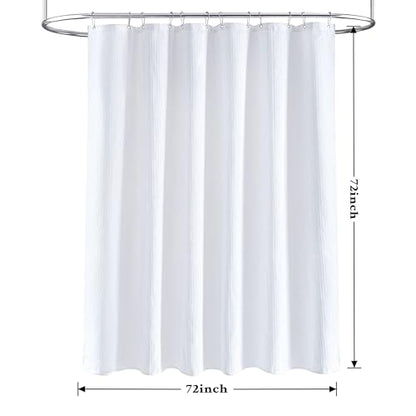 Tititex Solid White Cloth Fabric Shower Curtain Liner with 2 Magnets - Texture Pressure Bubble Soft Hotel Quality Waterproof Shower Liner, Light-Weight & Machine Washable 72x72 inch