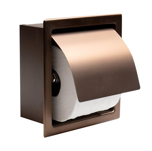 ALFI brand ABTPP77-BC Brushed Copper Stainless Steel Recessed Toilet Paper Holder with Cover