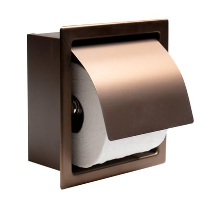 ALFI brand ABTPP77-BC Brushed Copper Stainless Steel Recessed Toilet Paper Holder with Cover