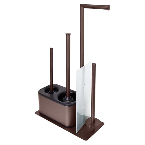 Blue Donuts Modern Bath Set for Bathroom Organization, All in One Toilet Brush, Toilet Plunger, Toilet Paper Holder Stand and Toilet Tissue Paper Storage All in One Combo. - color: Bronze