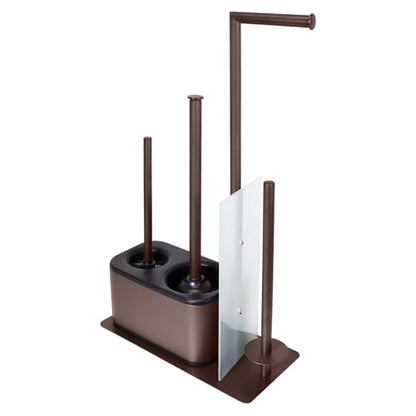 Blue Donuts Modern Bath Set for Bathroom Organization, All in One Toilet Brush, Toilet Plunger, Toilet Paper Holder Stand and Toilet Tissue Paper Storage All in One Combo. - color: Bronze