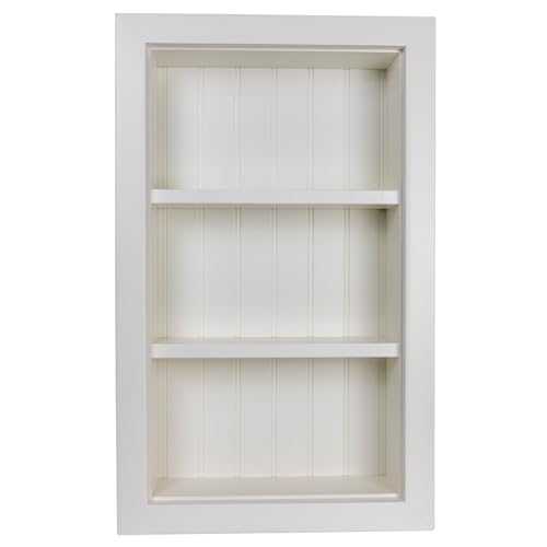 BLC 16x24 Recessed Wall Niche Medicine Cabinet, in the Wall Bathroom Cabinet 3 Shelf/Shelves, Made in North America, Real Wood, NO MDF, White