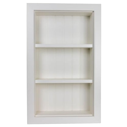BLC 16x24 Recessed Wall Niche Medicine Cabinet, in the Wall Bathroom Cabinet 3 Shelf/Shelves, Made in North America, Real Wood, NO MDF, White