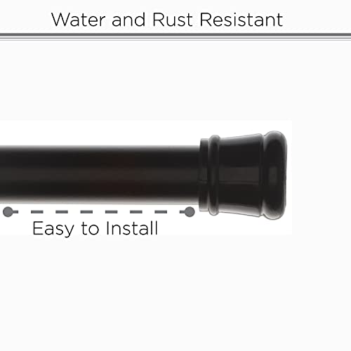 Tension Curtain Rod | Spring Loaded | Adjustable Expandable 42”-76” | Bathroom Shower Rod | Closet Pole | Room Divider | No Rust | No Drilling | Matte Black - color: Matte Black