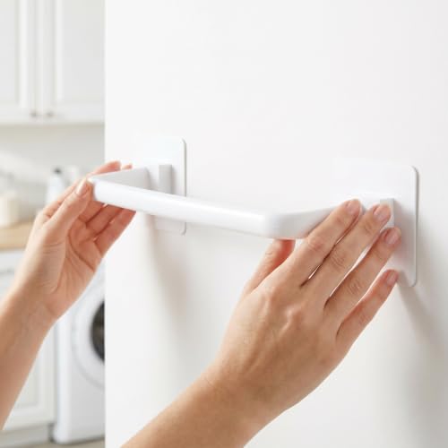 OUNONA 2pcs Towel Bar for Bathroom Wall - No Drilling Adhesive Wall Hand Or Body Towel Hanger for Kitchen and Laundry - Easy Install & Water-Resistant Contemporary Bathrobe Slippers Organizer