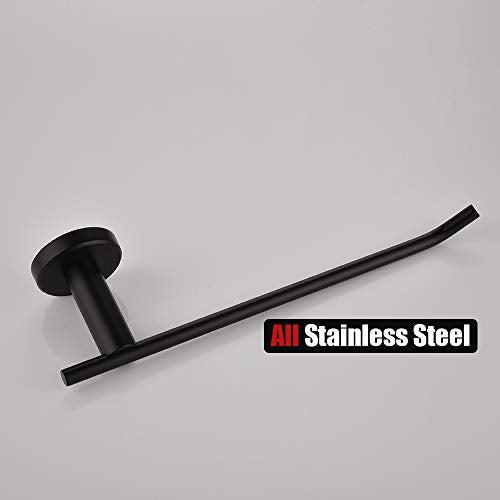 JQK Black Hand Towel Holder, Stainless Steel Towel Bar for Bathroom, 9 Inch Necklace Holder Matte Black Wall Mount, TR100-PB - color: Black, size: 9 Inch (Right)