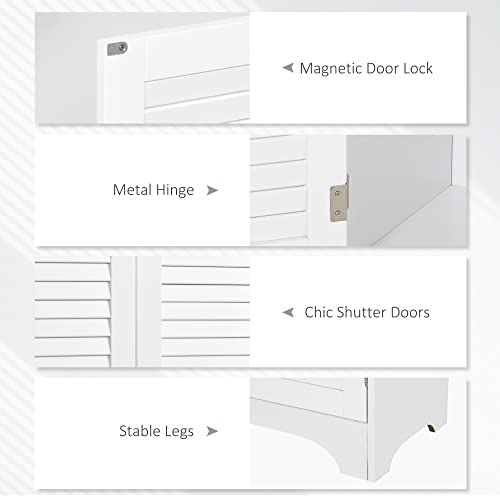 HOMCOM Tall Narrow Bathroom Storage Cabinet with Doors and Shelves, White | Shelf Adjustability, Freestanding, Linen Cabinet - color: White