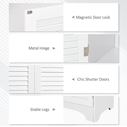 HOMCOM Tall Narrow Bathroom Storage Cabinet with Doors and Shelves, White | Shelf Adjustability, Freestanding, Linen Cabinet - color: White