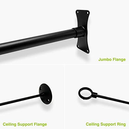 Naiture Neo-Angle Shower Curtain Rod, 30-1/2" X 37" X 30-1/2", Black | 304 Stainless Steel, Includes 36" Ceiling Support and Mounting Hardware, Cut to Fit, Permanent Wall Mount, Rustproof - color: Black, size: 30-1/2" X 37" X 30-1/2"
