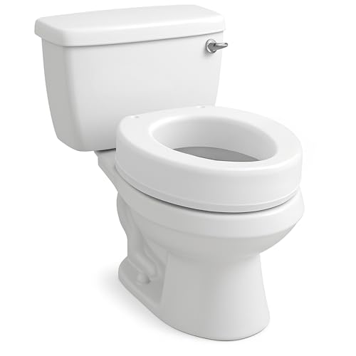 Carex Toilet Seat Riser, Round Raised Toilet Seat Adds 3.5 inches to Toilet Height, for Assistance Bending or Sitting, 300 Pound Weight Capacity Toilet Riser - style: Round