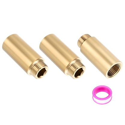 Shower Head Extension Arm, Brass G1/2 Male to Female Thread 50mm/1.97" Length Extender Pipe Fitting Nipple for Showers, Faucets, and Plumbing with PTFE Thread Seal Tape 3 Pack - size: 50mm/1.97"