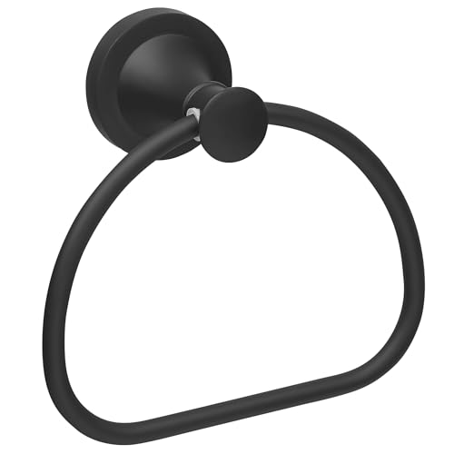 Black Bathroom Hand Towel Holder, Matte Black Towel Ring Holder, Wall Mounted Towel Rack Hanger Home Half Round Bathroom Hardware Accessory Modern - color: Black