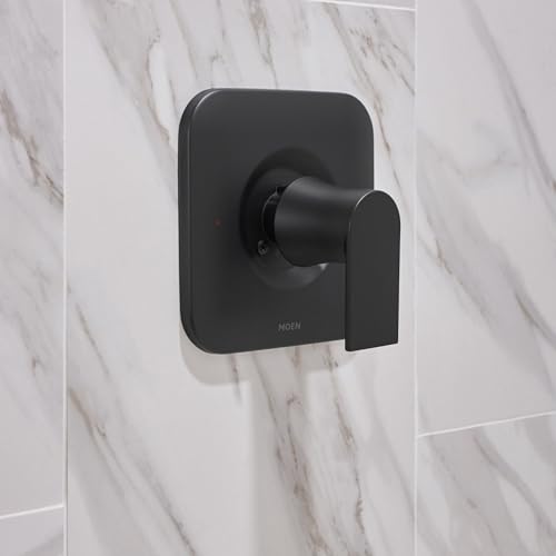 Moen Genta LX Pressure Balancing Eco-Performance Modern Shower Trim with Showerhead and Lever Handle, Posi-Temp Valve Required, Matte Black, T2472EPBL - color: Matte Black, size: (Pack of 1)