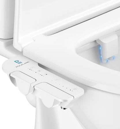Ultra-Slim 3-in1 Bidet, Self-Cleaning, Posterior&Feminine Wash-(Retractable Dual Nozzles), Non-Electric Bidet Attachment for Toilet Seat, Adjustable Fresh Cold Water Pressure, Stainless Steel Inlet - color: 1PCS-White + Cold Water