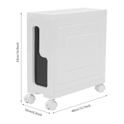 1 Tier Slim Bathroom Storage Cabinet, 15.7" L X 6.3" W X 16.9" H Slim Rolling Cart, 66.14 Lbs Load-Bearing Capacity Narrow Storage Cabinet for Living Room, Kitchen, Bathroom, Office - size: 15.7" L X 6.3" W X 16.9" H