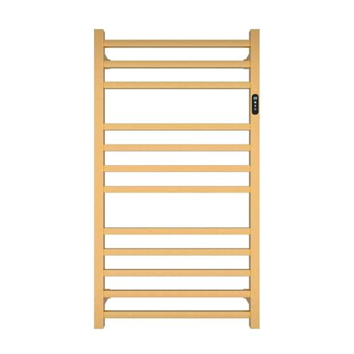 Luxury Gold Towel Warmer Rack for Bathroom, Wall Mounted Electric Heated Towel Rack with Timer & Fahrenheit Temperature Control, 12 Bar Stainless Steel Towel Heater for Bathroom(Brushed Gold) - size: 12 Bar