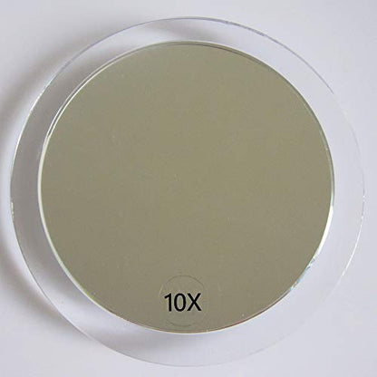 SANTOO 10X Magnifying Mirror - with 3 Mounting Suction Cups - Used for Precise Makeup - Eyebrows/Tweezing - Blackhead/Blemish Removal - Bathroom/Travel Makeup Mirror - 6 Inch Round - color: 10x
