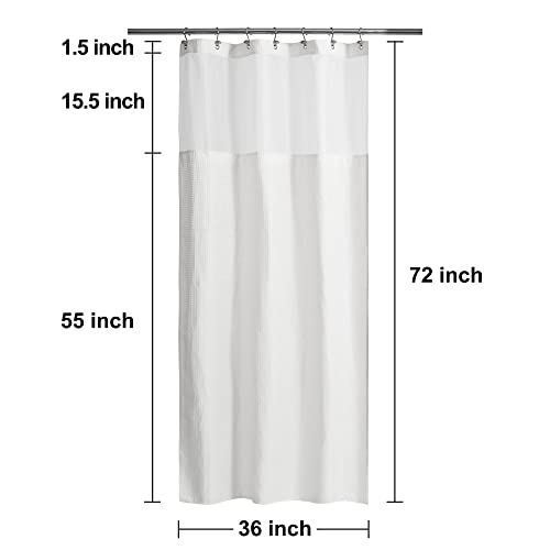 N&Y HOME Stall Waffle Weave Shower Curtain with Snap-in Liner White 36x72 | 12 Hooks & Snap on Fabric Liner, Washable, Mesh Window, Hotel Style, 36 x 72 Small Stall Size Shower Curtain Set for Bathroom - color: White, size: 36"W x 72"L (Pack of 1)