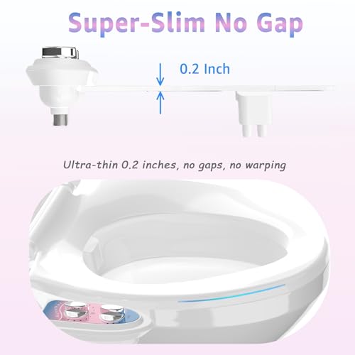 Aünsffer Toilet Bidet Attachment for Toilet, No-Electric Fresh Cold Water with Dual Nozzles Sprayer, 3 Wash Modes (Feminine/Bidet Wash + Self-Cleaning)，Fits Standard Toilet Bowl, Blue Pink - color: Blue Pink