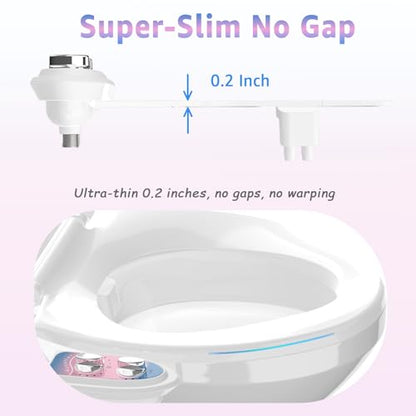 Aünsffer Toilet Bidet Attachment for Toilet, No-Electric Fresh Cold Water with Dual Nozzles Sprayer, 3 Wash Modes (Feminine/Bidet Wash + Self-Cleaning)，Fits Standard Toilet Bowl, Blue Pink - color: Blue Pink