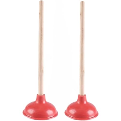 18-inch Toilet Plunger; Heavy-Duty Rubber Ring; Long Wooden Handle; Suitable for unclogging Toilets, drains, Sinks, etc. (2pc) - size: 2pc