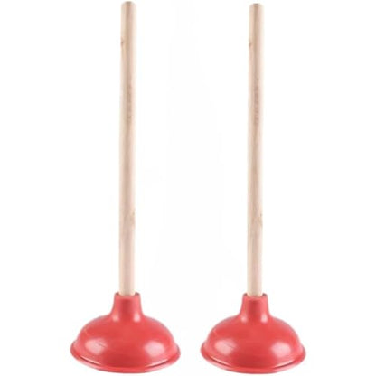 18-inch Toilet Plunger; Heavy-Duty Rubber Ring; Long Wooden Handle; Suitable for unclogging Toilets, drains, Sinks, etc. (2pc) - size: 2pc