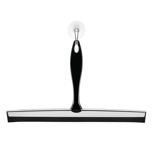 iDesign Bathroom Shower Squeegee, Black/Chrome | Wall Hook Included - color: Black/Chrome, style: Pack of 1